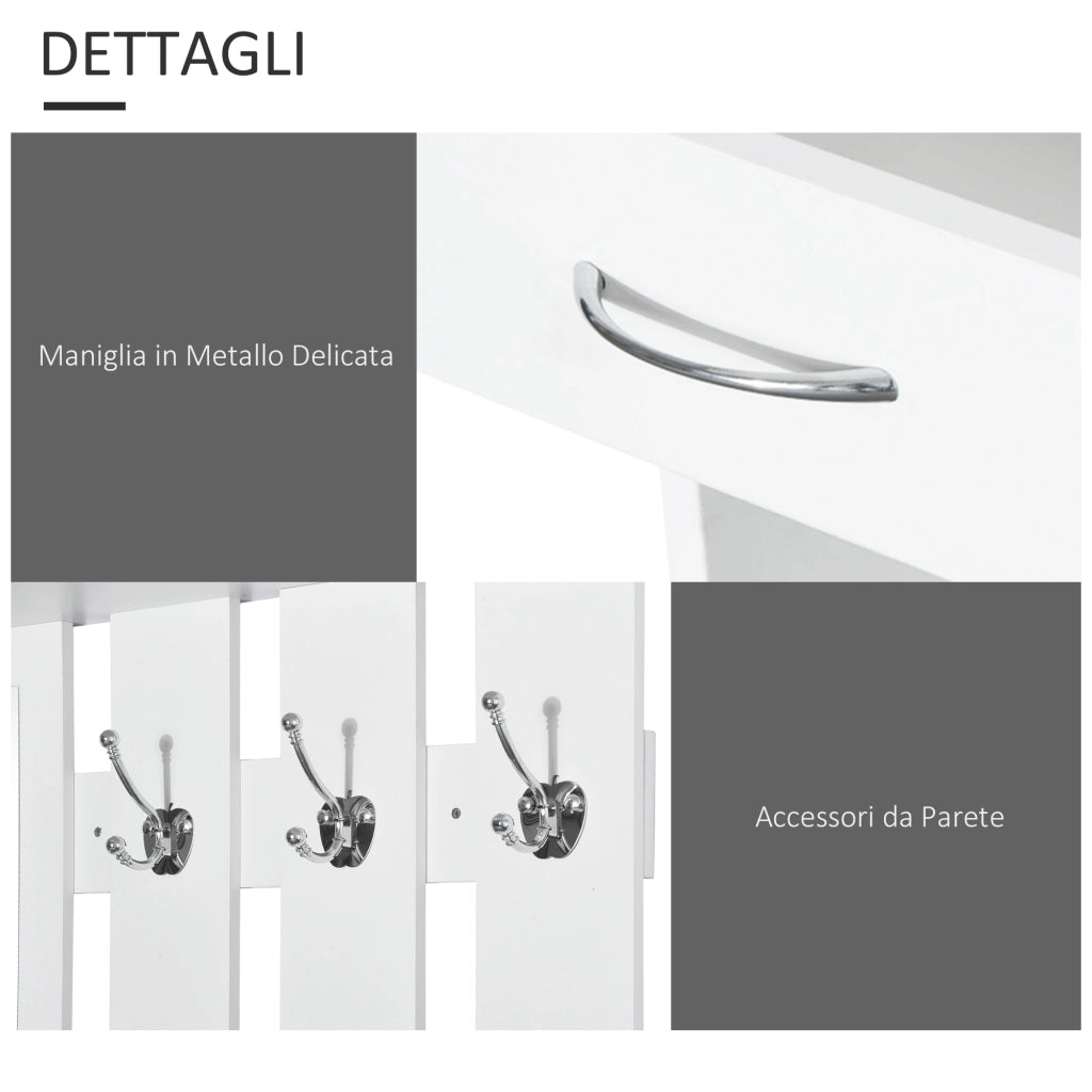 Scarpiera Appendiabiti con Specchio e Cassetti ¨C zephmum ¨C Bianco 90x24x166 cm