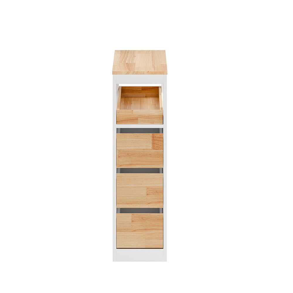 SoBuy | Mobiletto bagno salvaspazio bianco con 4 ruote | Mobile bagno con 3 cassetti | Cassettiera bagno a 2 ripiani | 23.2x65.3x82.0 cm | Capacità di carico 46 kg | BZR54-IV-WN