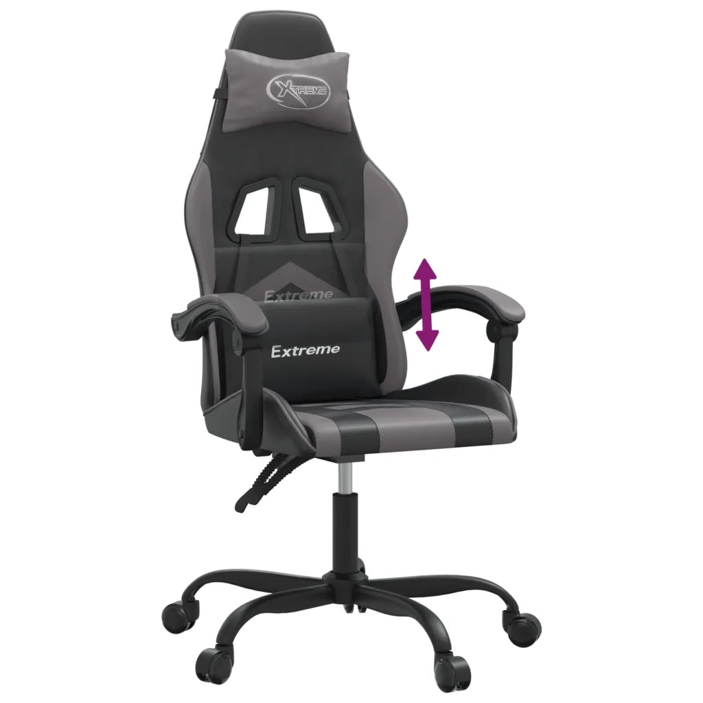 vidaXL Sedia da Gaming Nera e Grigia in Similpelle