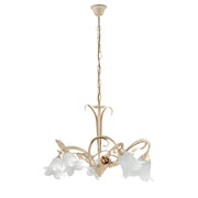Lampadario Arte Povera Cestino 5 Luci Avorio e Bianco LuceArt Classic