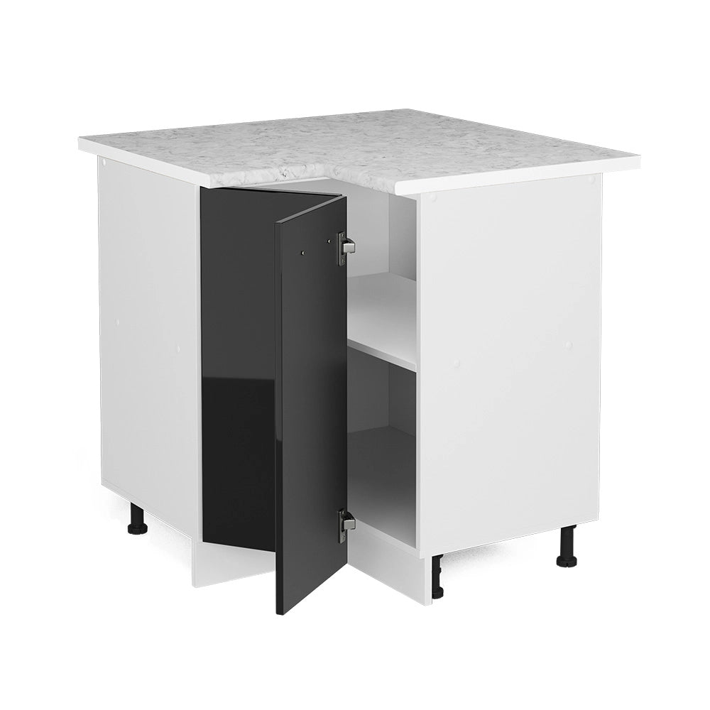 Vicco Armadio universale ad angolo Nero lucido 75.6 cm con anta, con piano di lavoro