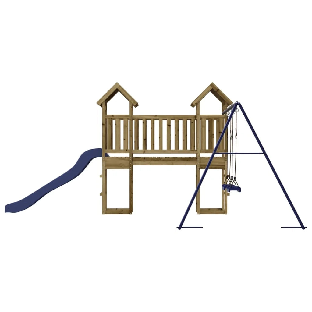 Altalene per parco giochi all'aperto scivolo altalene robuste giochi da giardino 308 x 461 x 207 cm legno di pino impregnato 02_0004828