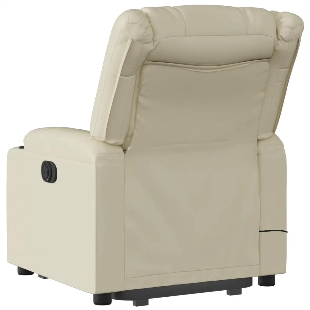 Poltrona Alzapersona Reclinabile Massaggio Crema Similpelle 3206556