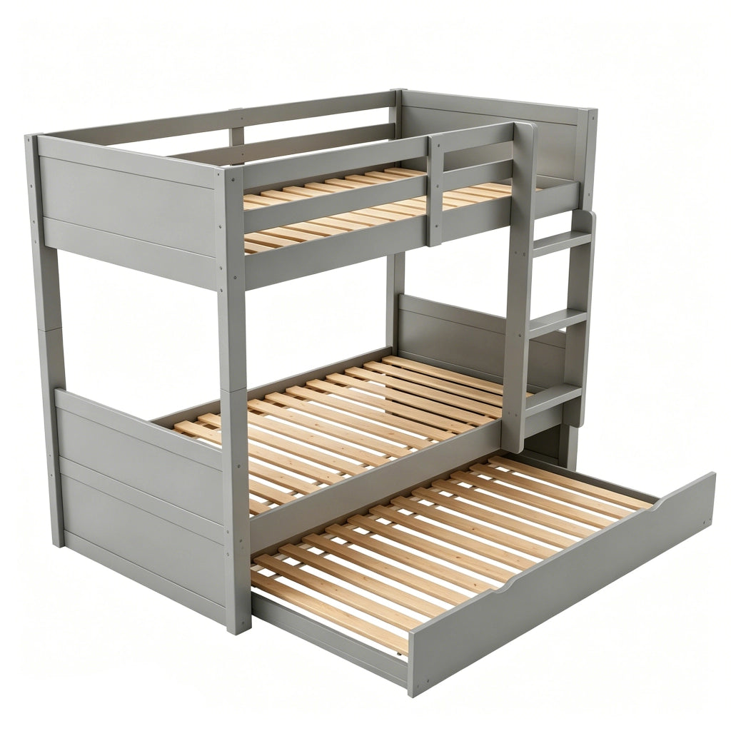 LETTO A CASTELLO 90x200 cm CON RETRATTILE IN LEGNO GRIGIO
