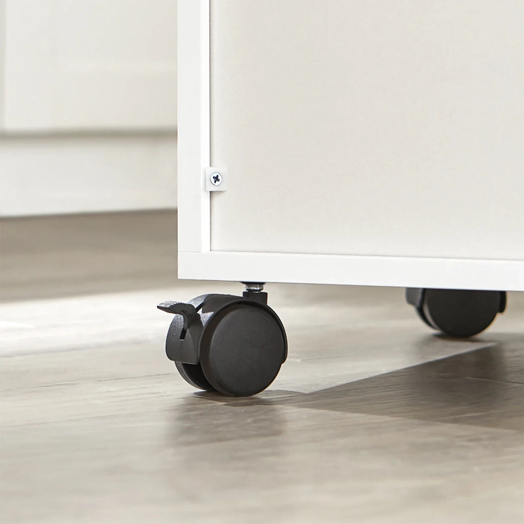 Scaffale per Forno a microonde, Carrello da cucina,credenza con route, Bianco FSB09-W