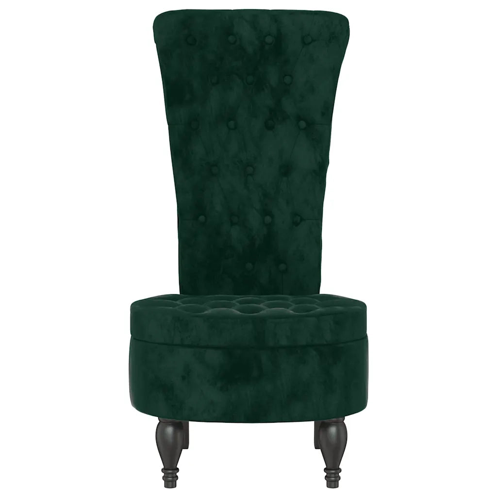 Sedia Schienale Alto Design con Bottoni in Velluto Verde Scuro