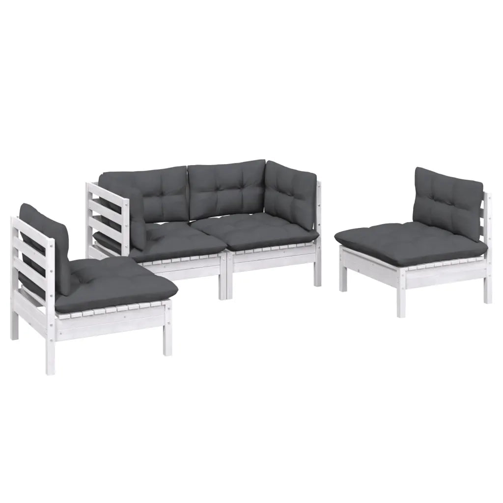 Set Salotto da Giardino 4 pz con Cuscini Legno Massello di Pino 3096173