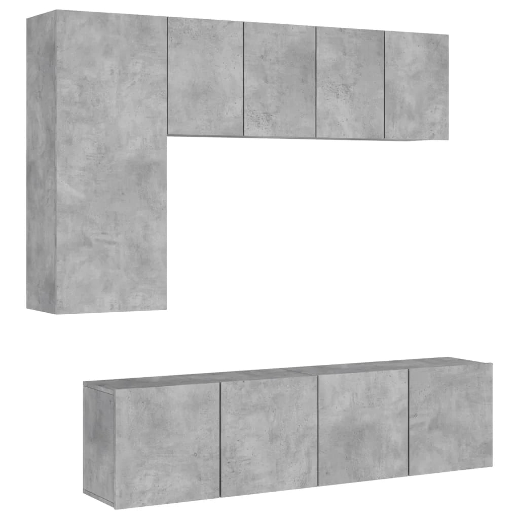 Mobile TV multimediale scaffale TV credenza mobile TV per sala da pranzo soggiorno camera da letto 5 pezzi legno ingegnerizzato grigio 02_0029267