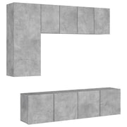 Mobile TV multimediale scaffale TV credenza mobile TV per sala da pranzo soggiorno camera da letto 5 pezzi legno ingegnerizzato grigio 02_0029267