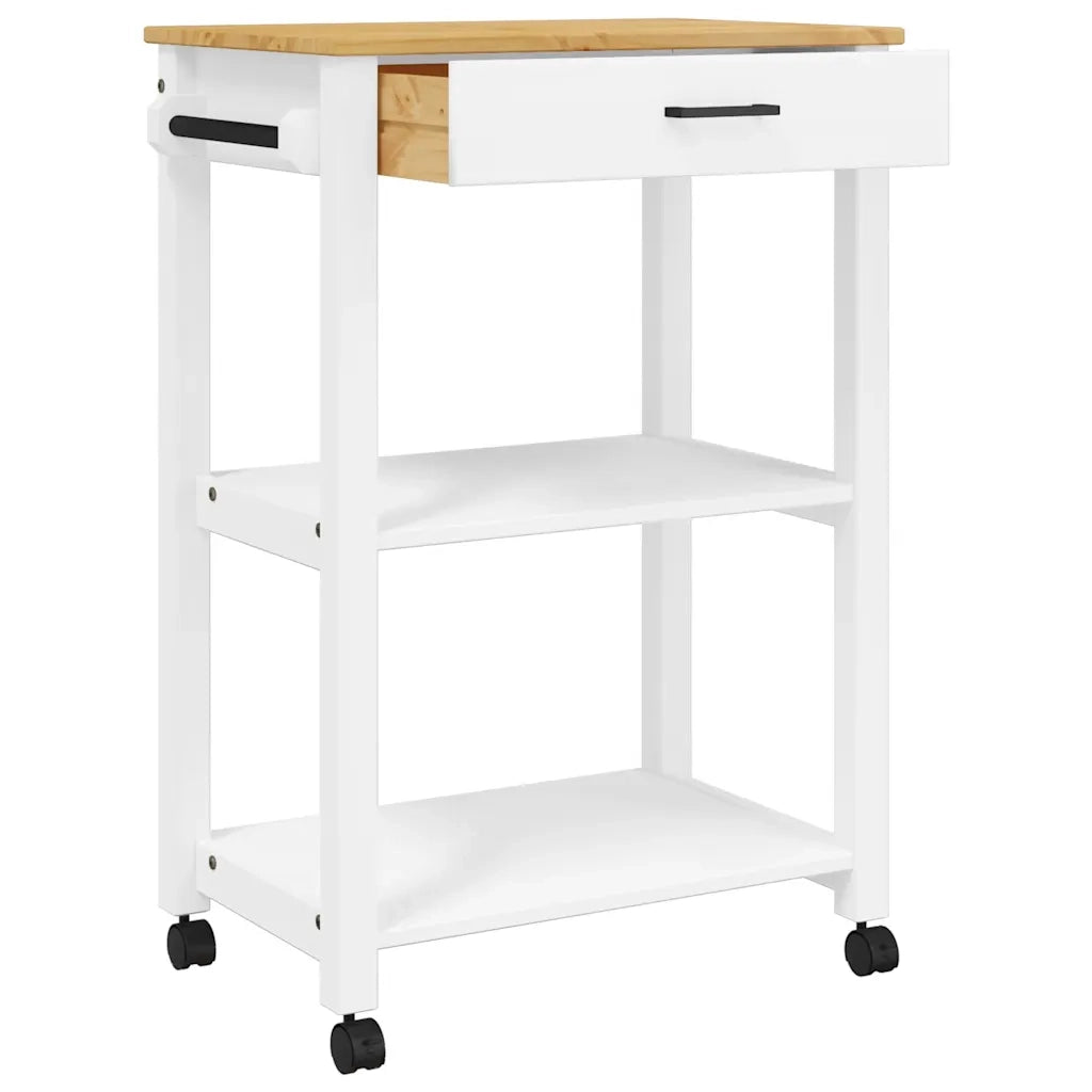 Carrello da Cucina MONZA 60x40x88,5 cm in Legno Massello di Pino 376096