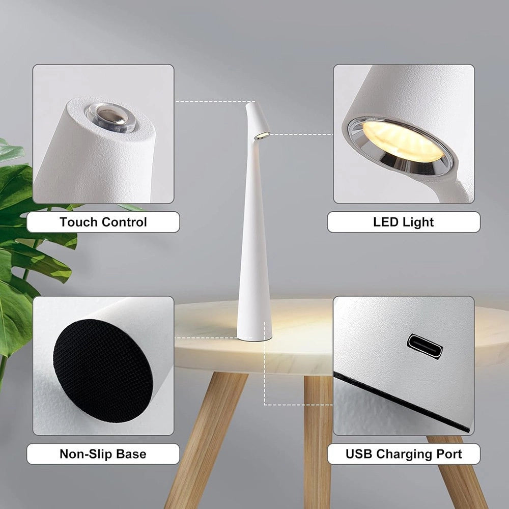 Trade Shop - Lampada Led Da Tavolo 10w Da Bistrot Tuoch Dimmerabile Ricaricabile Luce Calda 3000k D36 -