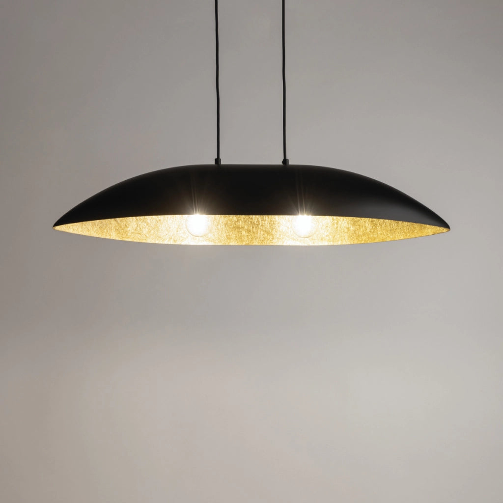 Lampada a sospensione Gondola resina nero-oro 2xE27