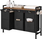 Asciugamani con 3 ganci - Asciugamani staccabili - Struttura metallica & Lame in legno - Per la zona lavanderia, la cabina doccia o la camera da letto - Nero - Moderno & Spaziale