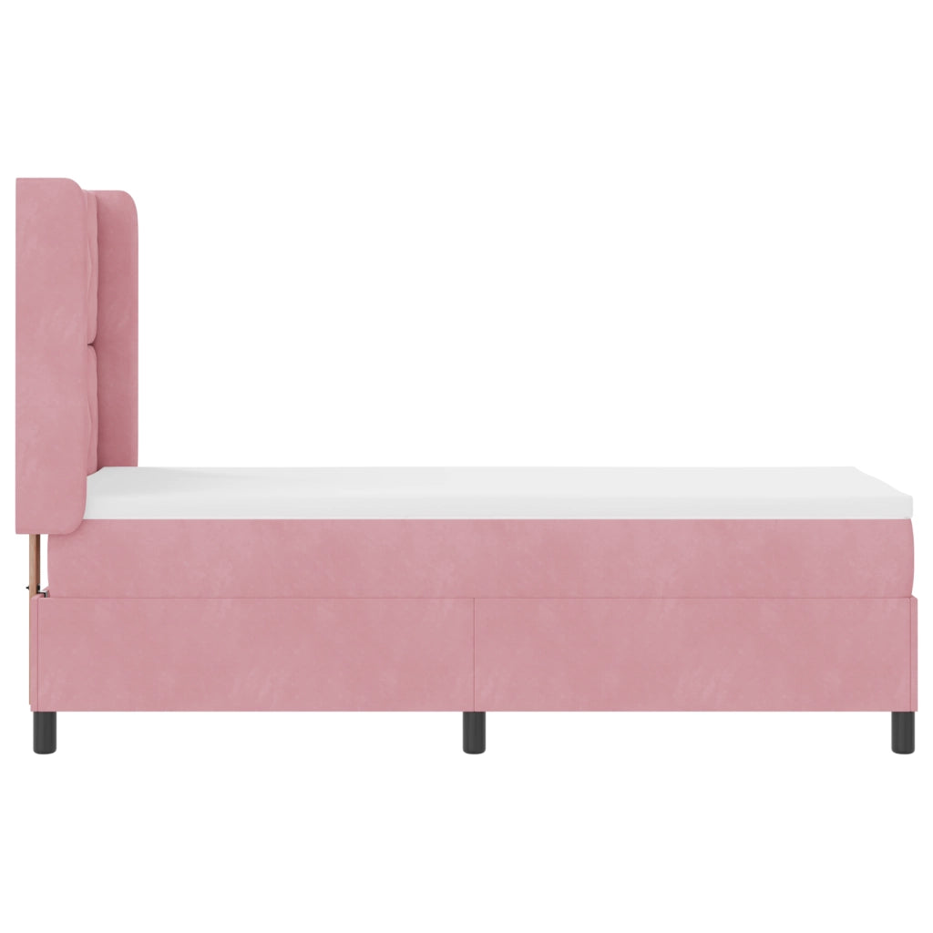 Letto Box Spring con Materasso e LED Rosa 80x200 cm Velluto