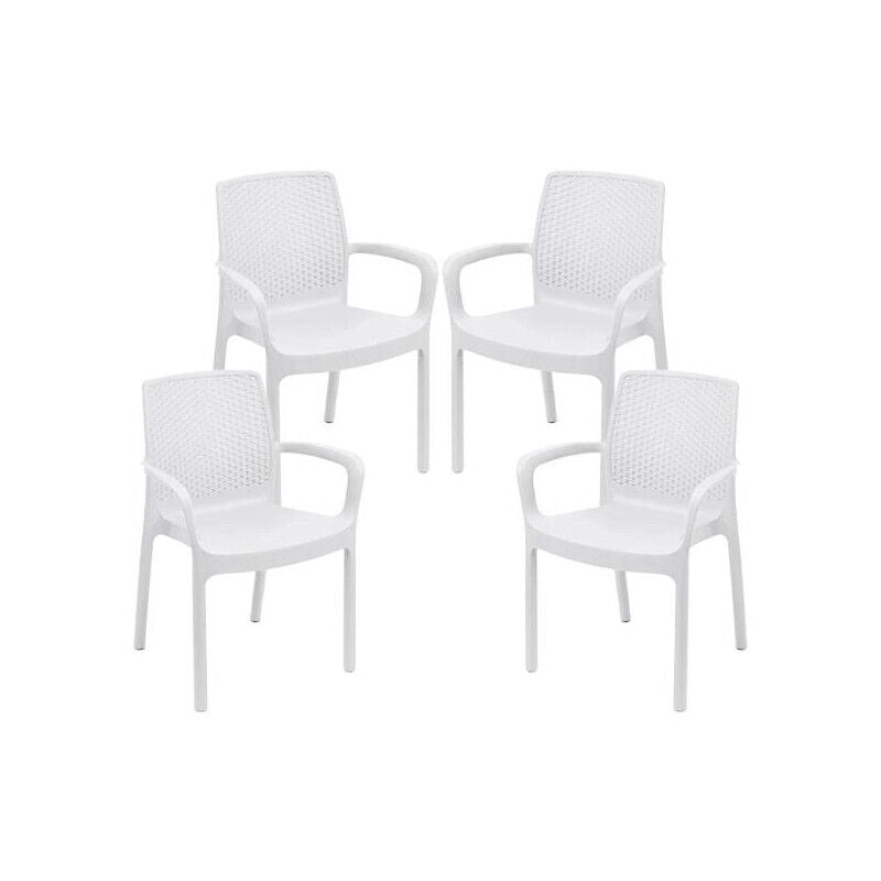 SET 4 PZ POLTRONA REGINA DA ESTERNO IN RESINA IN COLORE BIANCO