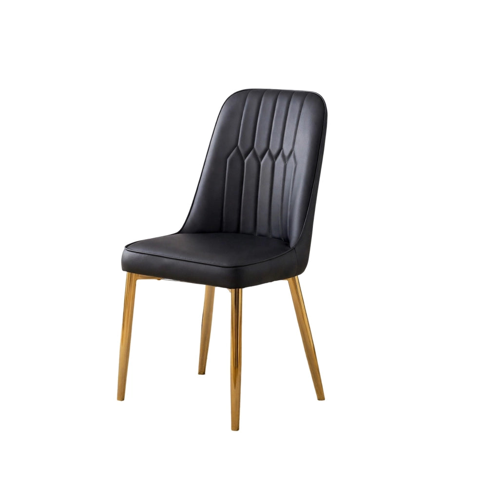 Sedia da pranzo ergonomica con schienale, gambe in metallo, per cucina e ufficio, in PU e metallo, Nero e Oro