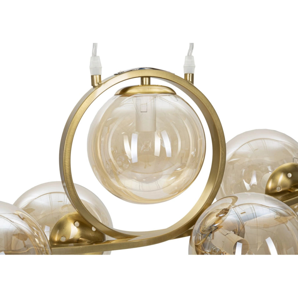 Lampadario Japan 7 luci in ferro dorato e vetro champagne 115 cm