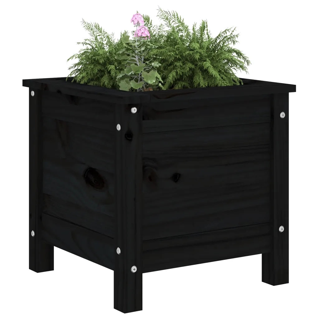 Fioriera da Giardino Nera 40x40x39 cm Legno Massello di Pino 825251