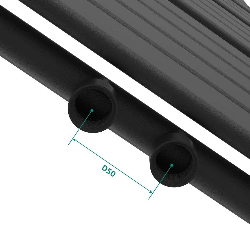 Radiatore scaldasalviette a lama piatta in acciaio nero per il riscaldamento del bagno 160 x 50 cm 03_0010440