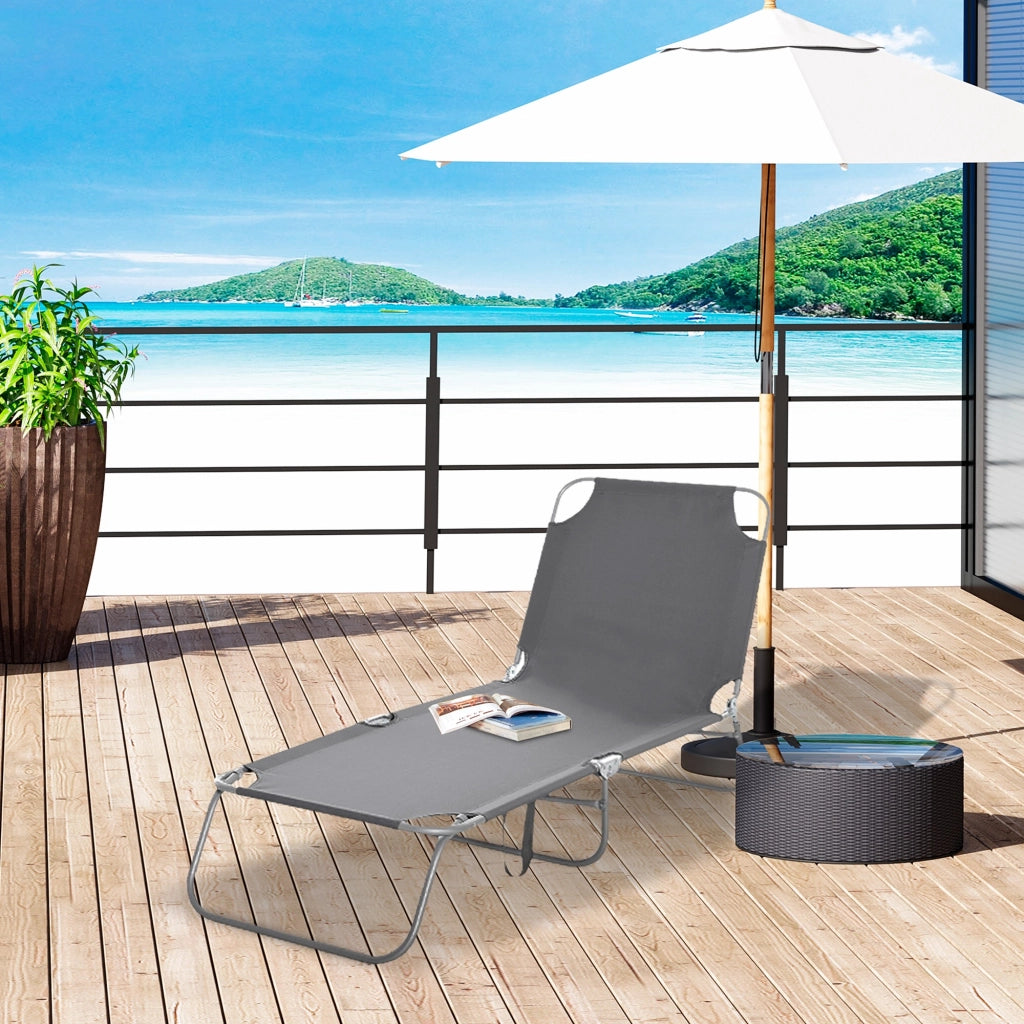 Tumbona Pieghevole con Schienale Regolabile 5 Posizioni ¨C zephmum ¨C Grigio 187x55x24 cm