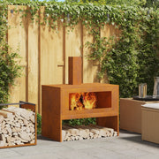 Focolare con Cappa 80x50x96 cm Acciaio Invecchiato