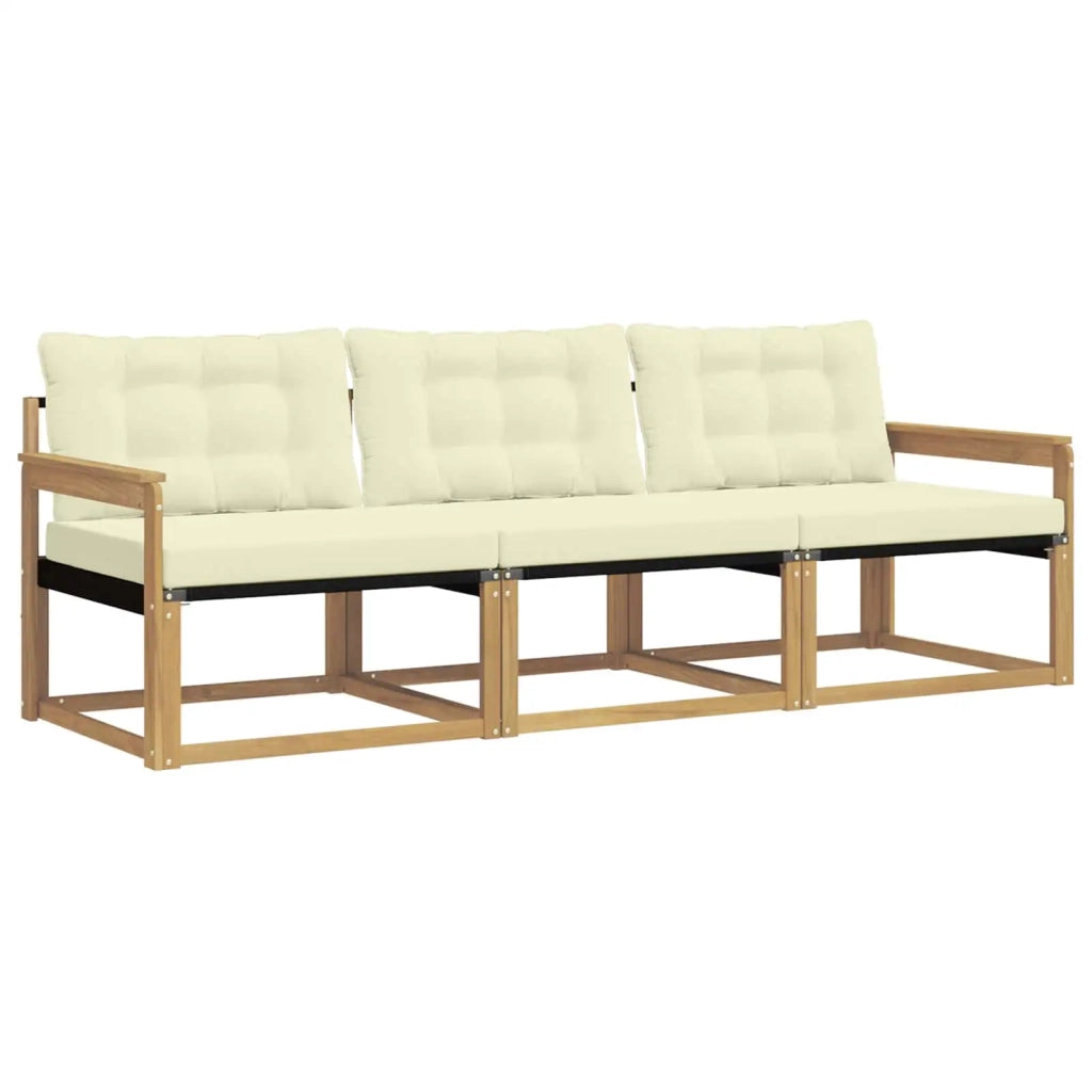 Set di divani da esterno con cuscino 3 pcs Bianco e Crema 3388364