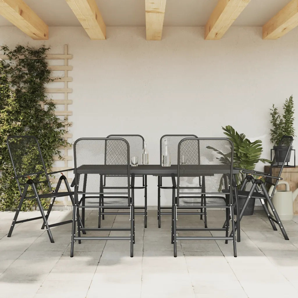 Set da Pranzo da Giardino 7pz | Set Salotto da Giardino Antracite in Rete Metallica