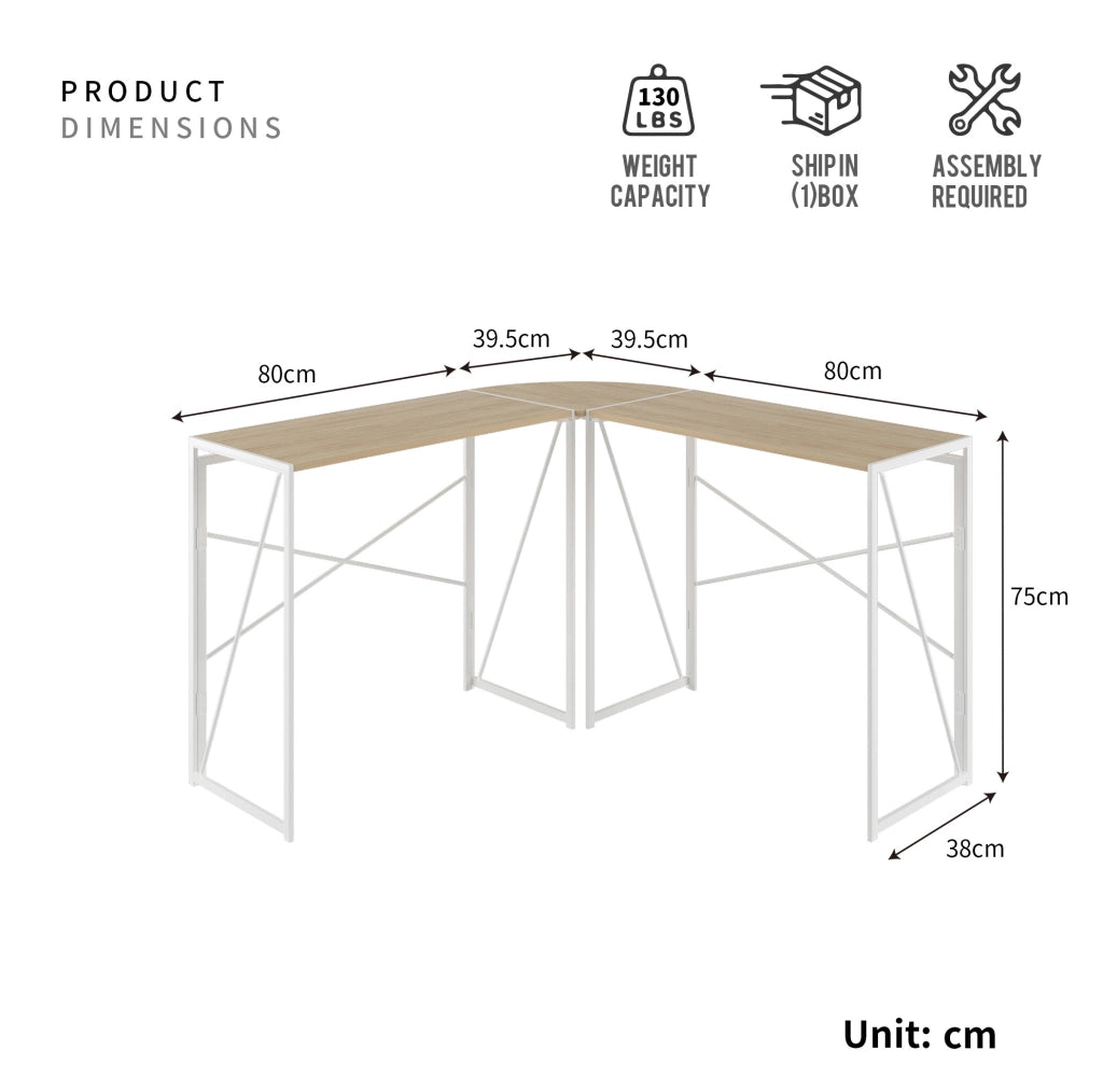 Scrivania angolare a L in MDF e metallo rovere bianco