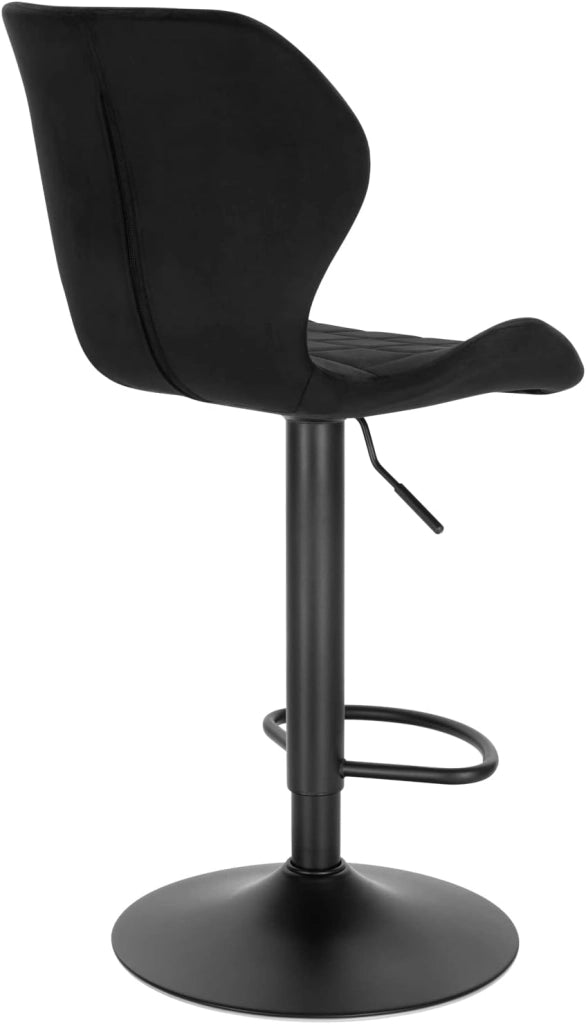 Set di 1 Sgabello da Bar con Schienale e Poggiapiedi Girevoli a 360° Sedia Alta da Cucina con Seduta Regolabile tra 60-82cm in Velluto e Metallo Nero BH324sz-1