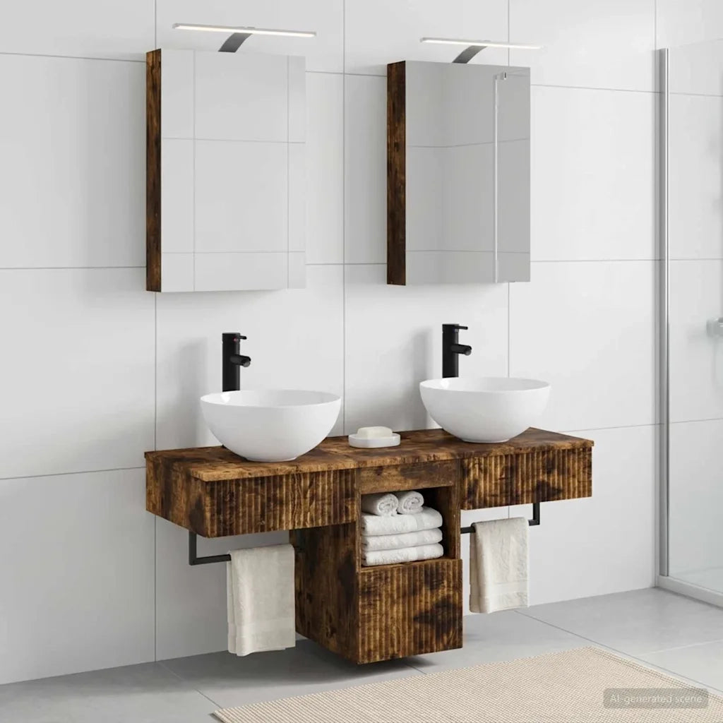 Set di Armadi da Bagno 5 pcs Rovere Fumo 40 x 10,5 x 60,5 cm 3406275
