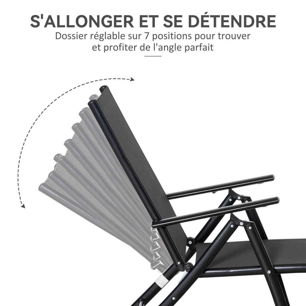 Set 2 Lettini Pieghevoli ¨C zephmum ¨C Grigio, Alluminio, 64x134x95cm
