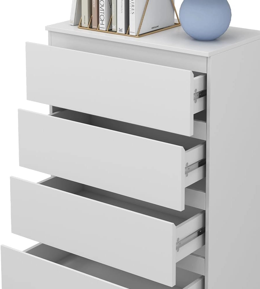 Cassettiera Calisto, Bianco, 70 x 102 cm, per riporre abiti e oggetti di uso quotidiano