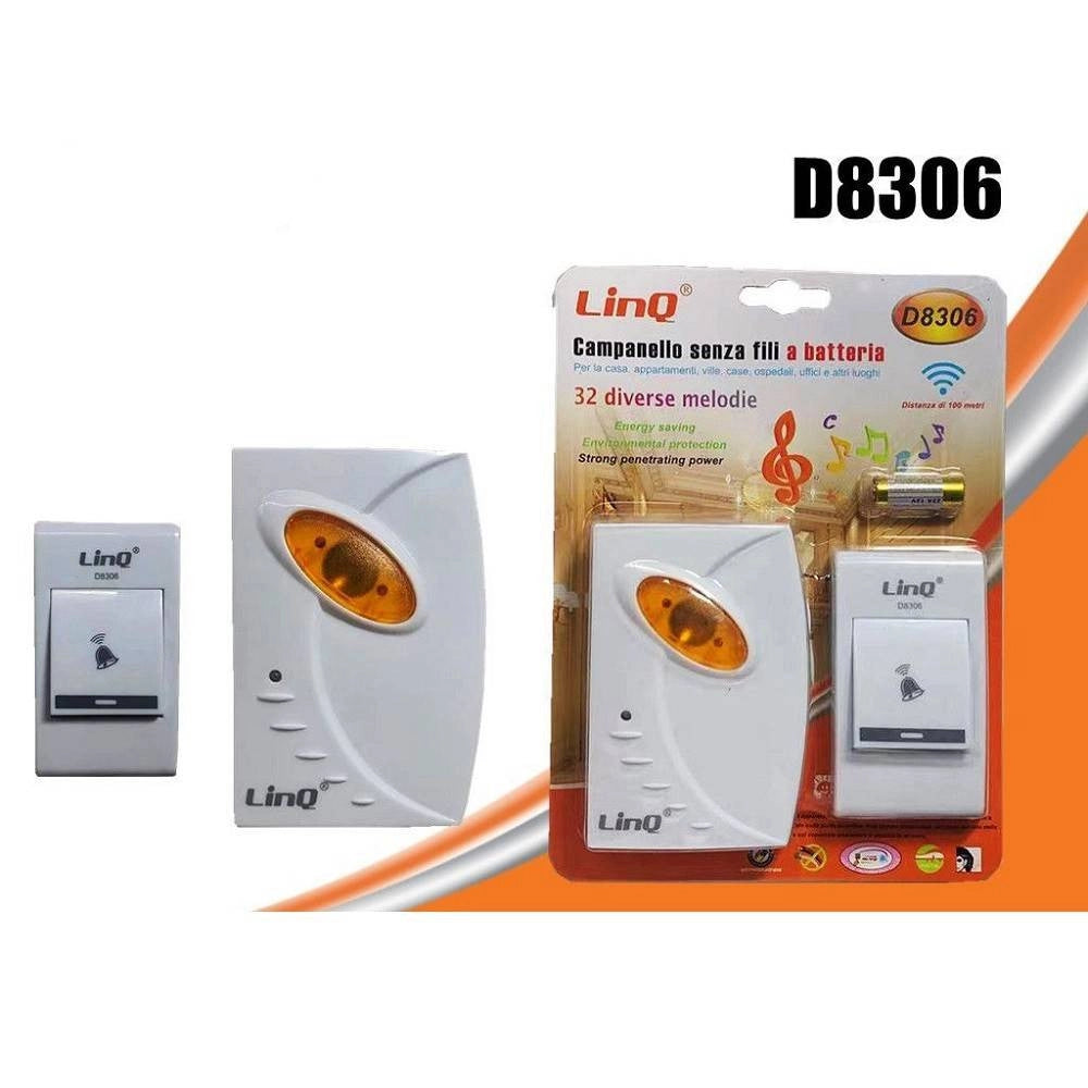 Trade Shop - Campanello Wireless A Batteria Senza Fili 32 Melodie Casa Porta Distanza 100mt D8306 -