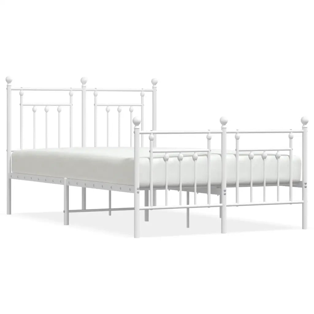 Giroletto con Testiera e Pediera-Struttura Letto Metallo Bianco 120x200 cm 182453