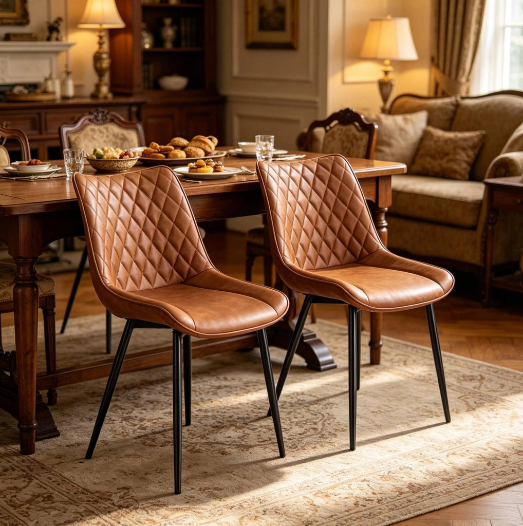 Sedia da pranzo 85,5 cm in similpelle marrone chiaro, set da 2