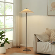 Lampada da Terra Appledore con Stelo Marrone e Paralume a Cono Piatto Pieghettato Bianco lux.pro