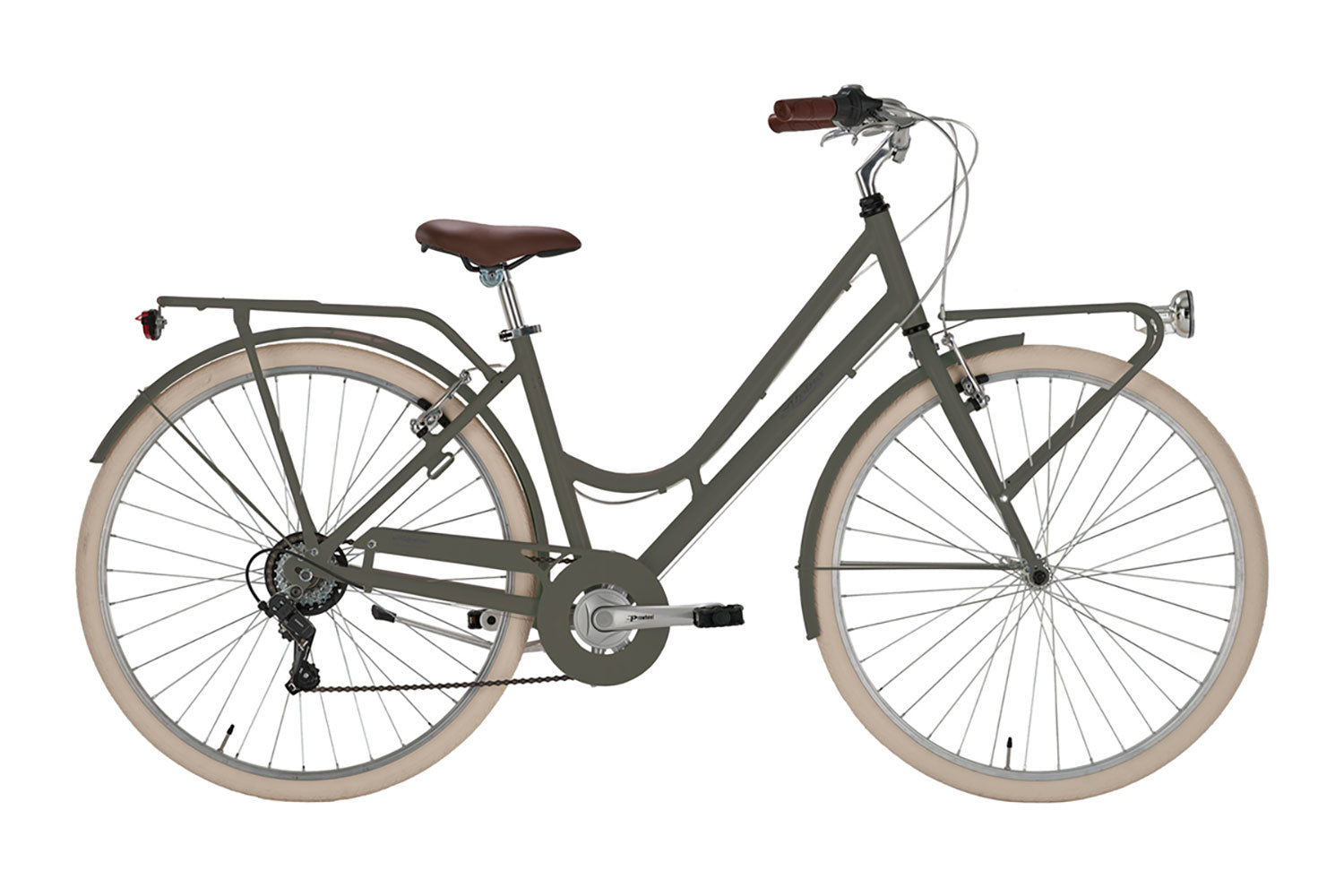 Bicicletta City da Donna 28" Design Vintage Cambio 6V Shimano Freni V-Brake Bonneville Verde Militare
