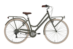 Bicicletta City da Donna 28" Design Vintage Cambio 6V Shimano Freni V-Brake Bonneville Verde Militare