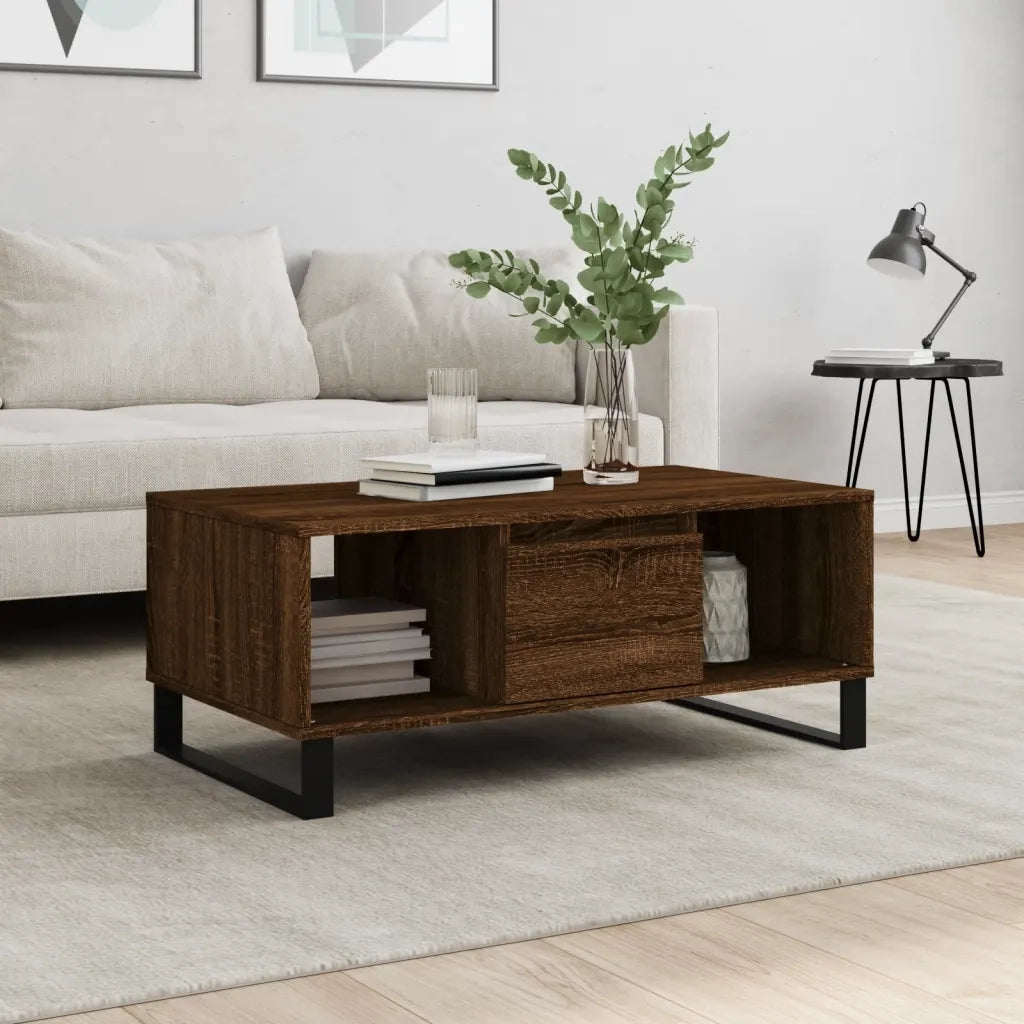 Tavolino da salotto | Tavolino da caff¨¨ | Tavolino da Soggiorno Rovere Marrone 90x50x36,5 cm in Multistrato