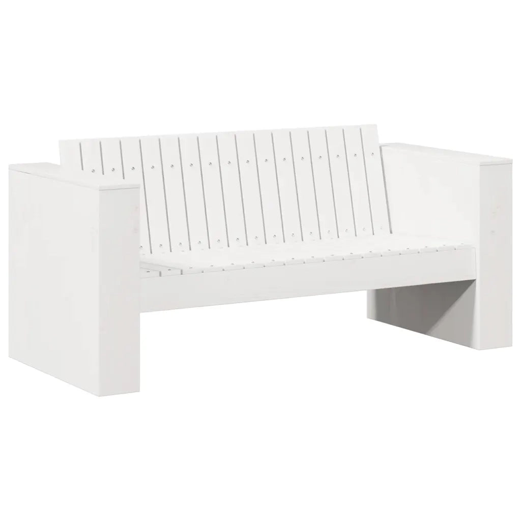 Divano da giardino-Sofa da Giardino-Divano da esterno Bianco 134 x 60 x 62 cm Pino massello