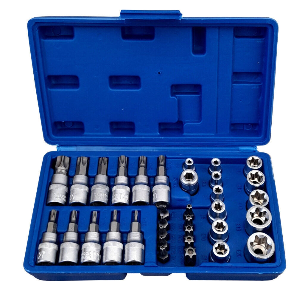SET 34PZ CHIAVI A BUSSOLA CASSETTA IMPRONTA TORX INTERNA ESTERNA PUNTA CACCIAVIT