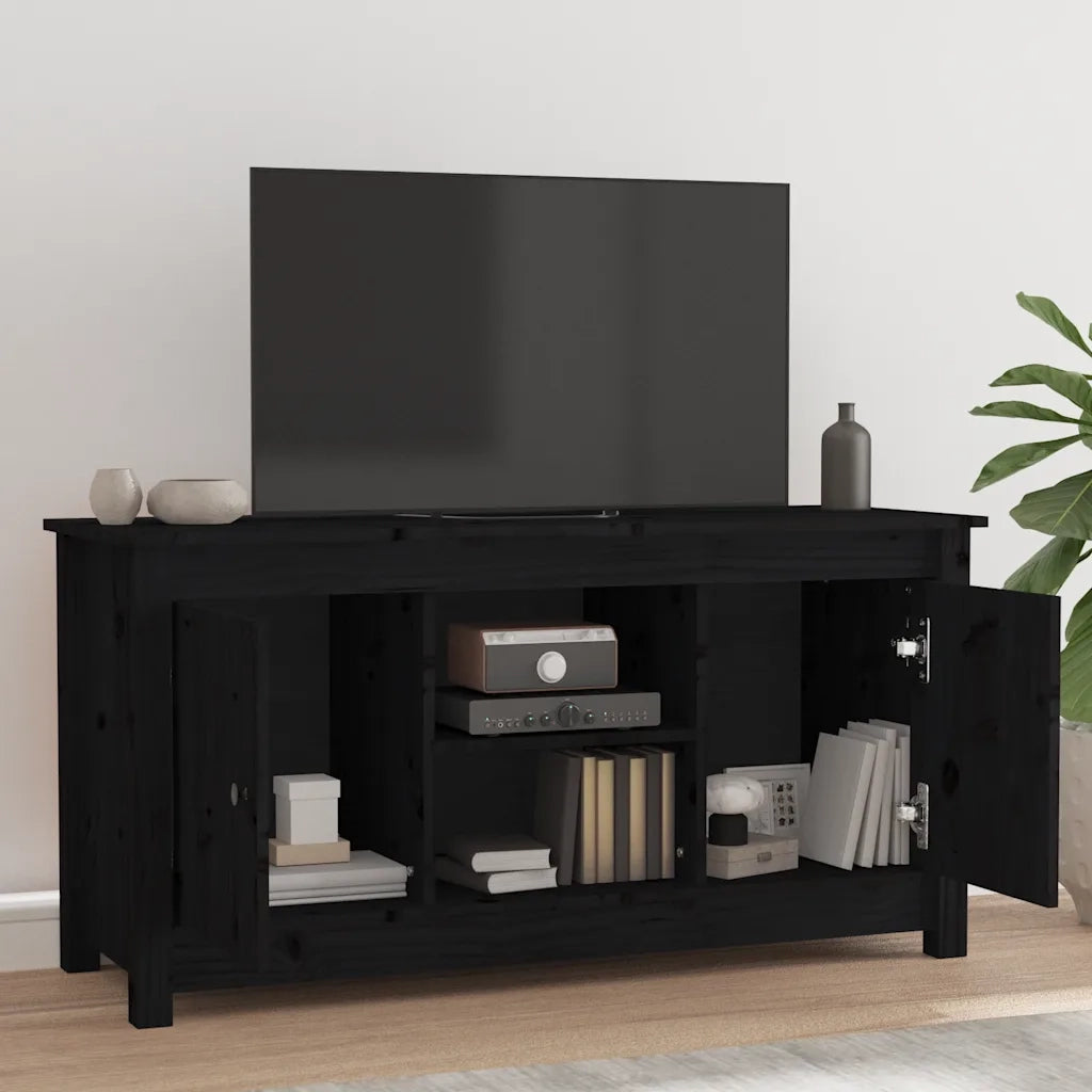 Mobile Porta TV Nero 103x36,5x52 cm in Legno Massello di Pino cod mxl 15574