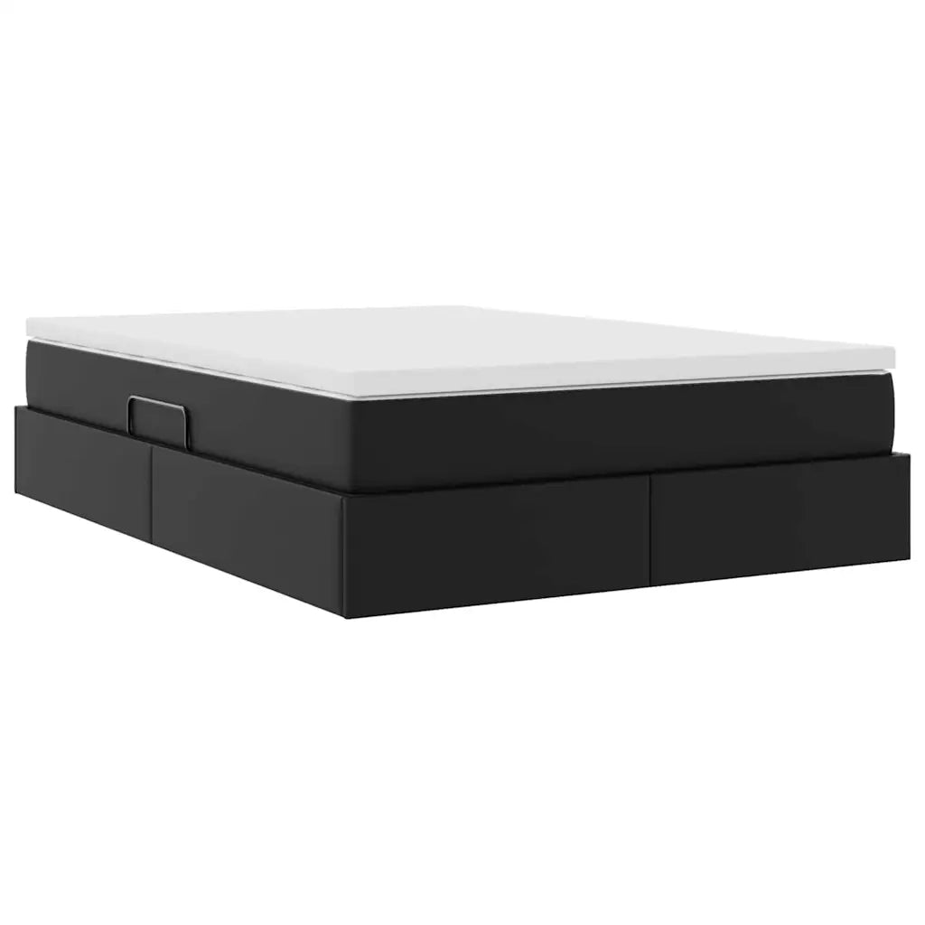 Letto con contenitore e materasso Nero 140 x 190 cm