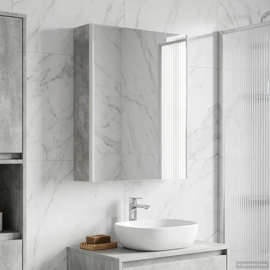 Mobiletto per specchio da Bagno | Armadio da bagno Grigio cemento