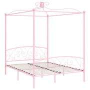 Letto a Baldacchino Rosa in Metallo 160x200 cm 284490