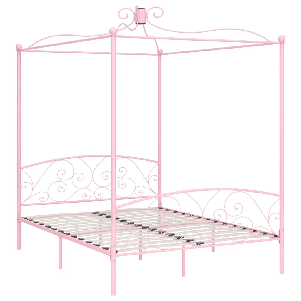 Letto a Baldacchino Rosa in Metallo 160x200 cm 284490