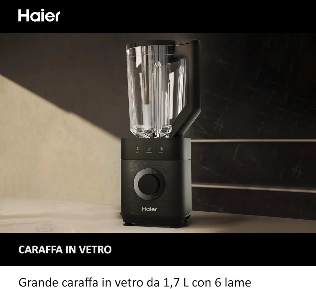 Frullatore I-Master Serie 5, Funzione Ice Crush, Smoothie, 5 velocità variabili, pulizia automatica, caraffa in vetro da 1,7 L, Personal Jug 0,6 1200 W [Nero]