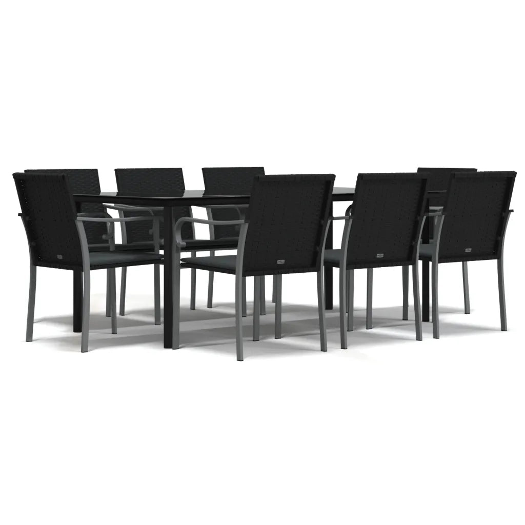 Set Pranzo da Giardino 9 pz con Cuscini in Polyrattan e Acciaio 3186968
