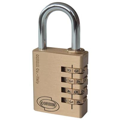 LUCCHETTO A COMBINAZIONE YALE/CORBIN  OTTONE ARCO CROMATO MM 40