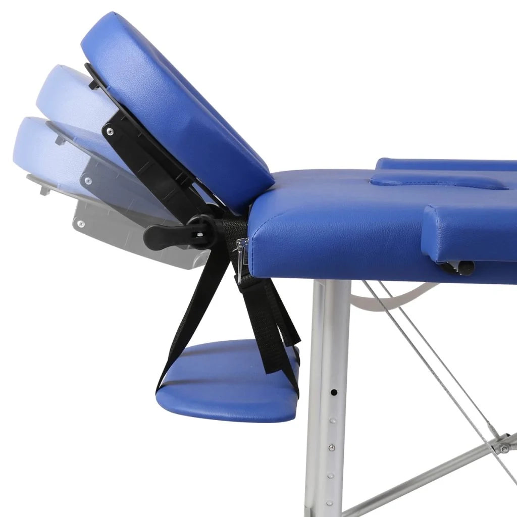 Lettino da massaggio pieghevole a 2 zone con struttura in acciaio inox blu 02_0001879